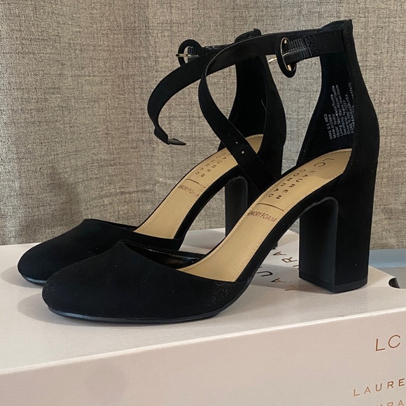 LC Lauren Conrad Elegant Black Block Heels - Picture 1 of 3